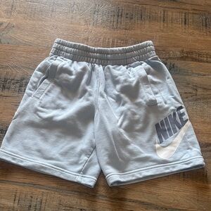 Nike Pale Blue Sweat Shorts with White Swoosh